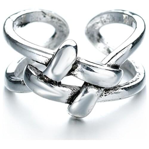 Simple Trendy Geometry Design Silver Color Weave Rings Adjustable Open Womens Ring Urban Female Jewelry Accessories Gift