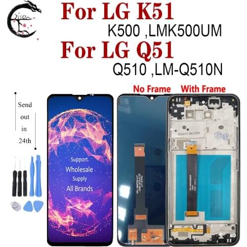 6.5" LCD With Frame For LG K51 Q51 Screen Display K500 LMK500UM Q510 LM-Q510N LCD Touch Digitizer Sensor Assembly Replacement