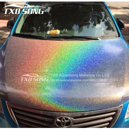 12/30/50/60CM X 100CM/LOT High glossy Chameleon rainbow vinyl sticker Colorful glitter shiny wrap film with air free bubbles