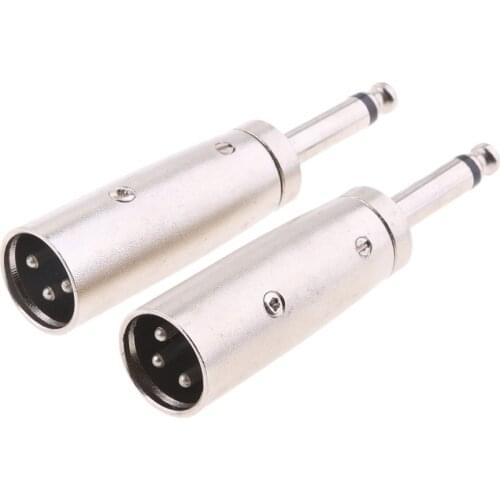 2pcs 3 Pin XLR Male Plug to 6.35mm Male Socket 1/4" Jack Mic Cable Adapter
