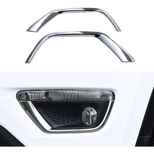 For Jeep Compass 2017 ABS Chrome 2PCS Front Head Fog Light Eyelid Eyebrow Cover Trim Foglight Lamp Exterior Protective Frame