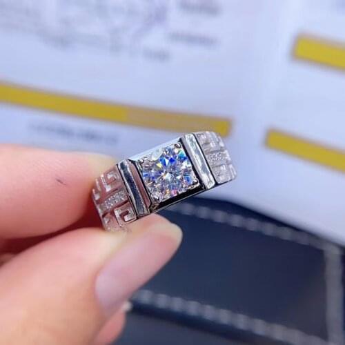 2020 exquisite sparkling 1 ct moissanite ring for men 925 sterling silver birthday gift shiny better than diamond strong power
