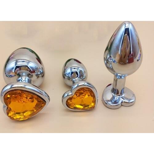 3pcs/set Metal Anal Plug with Gem Base Anal Beads for Women Men Anal Sex Toys Prostate Massager Butt Plug Adult Sex Toys