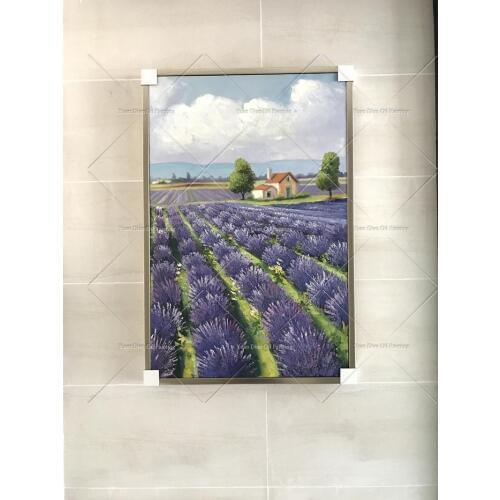 Garden Building Abstract Modern Wall Painting Lavender Road Palette Knife Oil Painting On Canvas Wall Decor Hotel Decoration