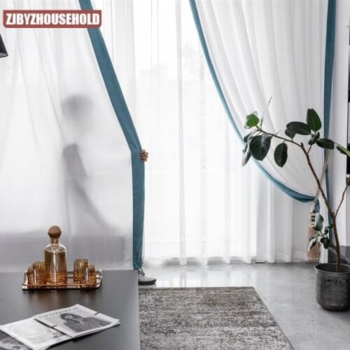Customized White Voile Tulle Curtains with Rim Luxury Modern Curtains for Living Room The Bedroom Modern Voile Organza Curtains