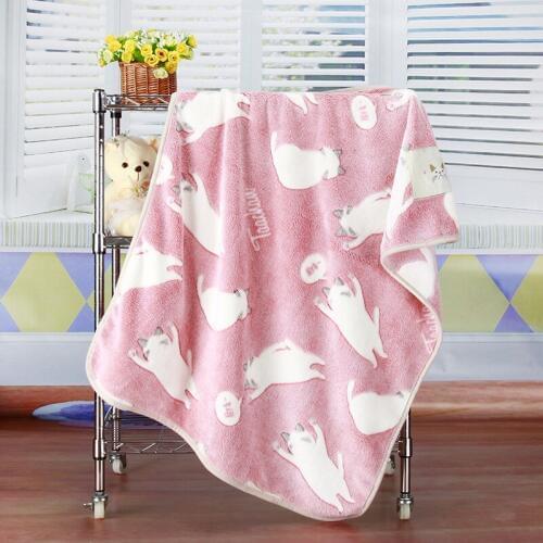 Large Thicken Cartoon Cat Dog Blanket Warm Soft Coral Fleece Kitten Kitty Sleep Bed Cat Cover Mat Autumn/Winter Pet Products