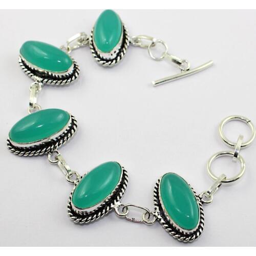 Chalcedony Bracelet Silver Overlay over Copper , 20.2 cm, B1969