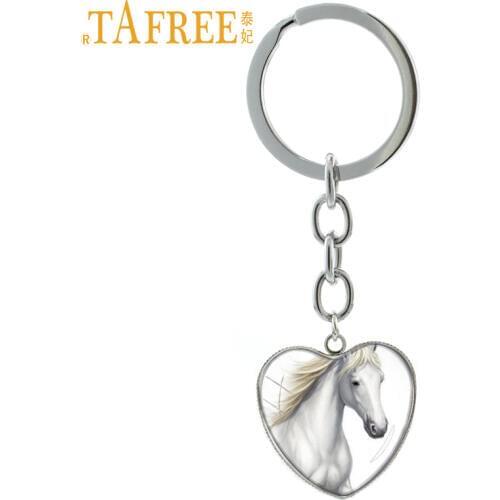 TAFREE Love Horse keychain Wild Animal Horse Unicorn Elephant Heart Pendant Charm Key Chain Ring Men Women Vintage Jewelry HP202