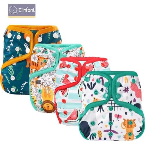 Elinfant reusable 1pcs diaper cover + 1pcs hemp cotton insert baby cloth diaper cover