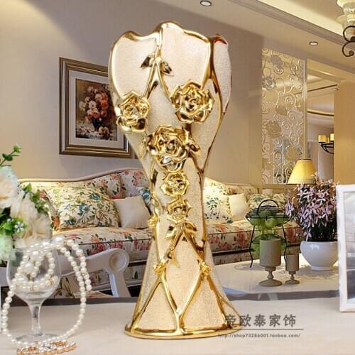 European ceramic plating Floor vase home decorations ornaments living room TV cabinet ornaments crafts wholesale