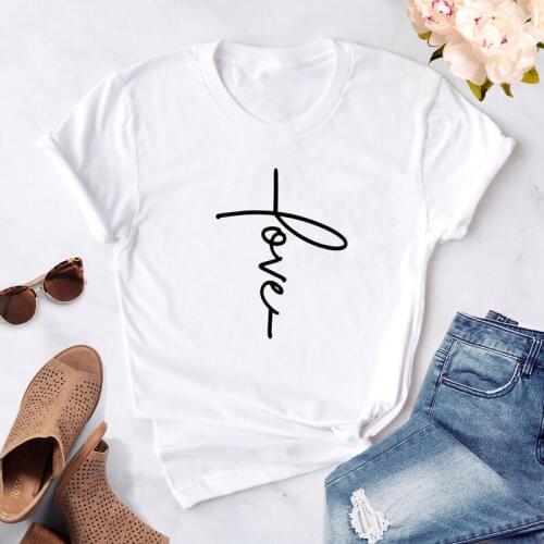 Unisex Crewneck Graphic Tshirt Valentines Day Gift Tees Drop Ship Love Cross T-shirt Summer Women Scripture Christian T Shirt