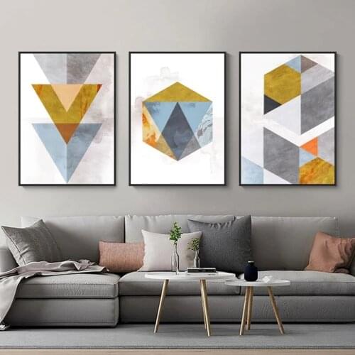 Geometric Graphic Poster Polygon Marble Texture Wall Art Nordic Style Print Canvas Painting Decoration Picture for Home Decor