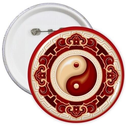 China Taichi Pattern Eight Diagram Round Pins Badge Button Clothing Decoration 5pcs Gift