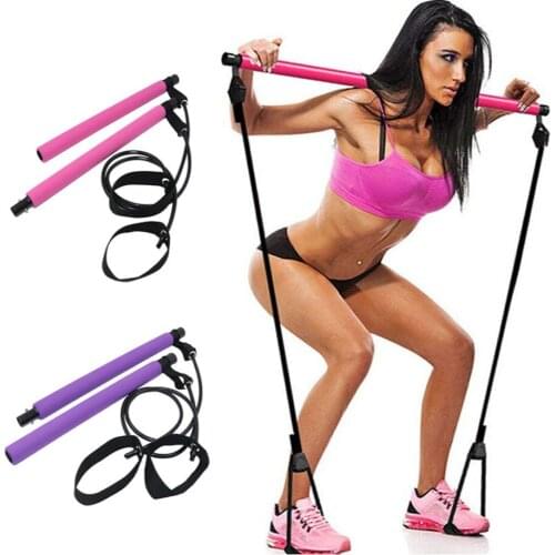 Fitness Exercise Bar Kit Gym Exercise Bar Pilates Fitness Bar Kit with Resistance Band Traction Device for Fitness Yoga Rope