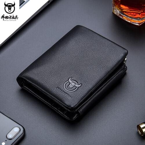 Leather Wallet Men Leather Wallet First Layer Cowhide Multi-card Position Tri-fold Multi-function Coin Wallet