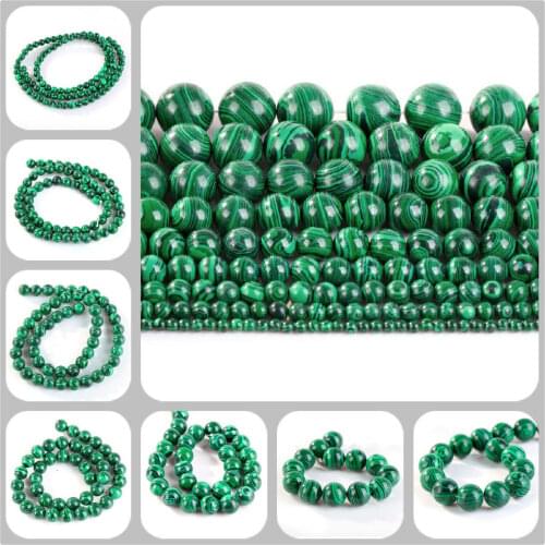 4 6 8 10mm Round Loose Spacer Natural Malachite Store Beads For Jewelry Making Bracelet Necklace Diy Wholesale A Strand 15"