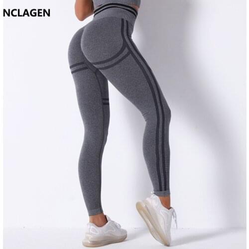 NCLAGEN Seamless Leggings Women High Waist Elastic Yoga Pants Squat Proof Fitness Tights Peach Hip Lifting Exercise GYM Capris