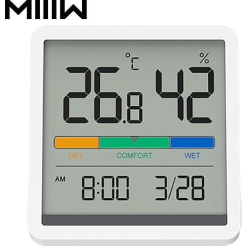 Miiiw Mute Temperature And Humidity Clock Home Indoor High-precision Baby Room C/F Temperature Monitor 3.34inch Huge LCD Screen