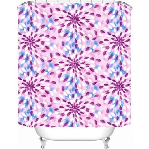 Fashion Bohemian Floral Print Shower Curtain 3D Bathroom Decoration Waterproof Multi-size Shower Curtain with Hook