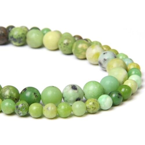 Natural Australia Jades Green Chrysoprase Round Loose Stone Beads For Jewelry Making DIY Bracelet Necklace earring 6 8 mm bead