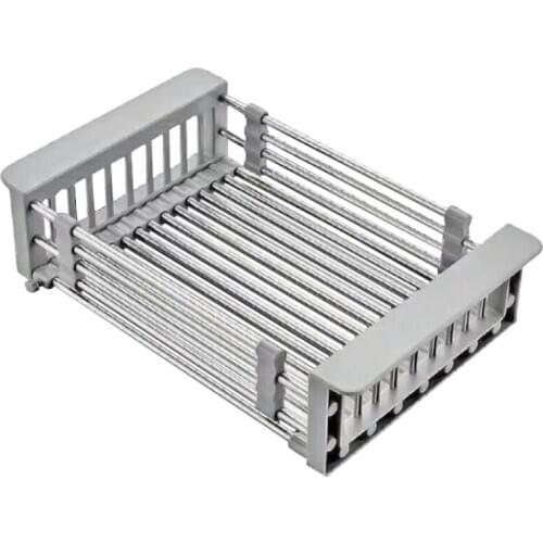 Stainless Steel Drain Basket Stretch Sink Dish Drying Rack Kitchen Storage Washing Vegetable Basket Dish Storage/Organizer