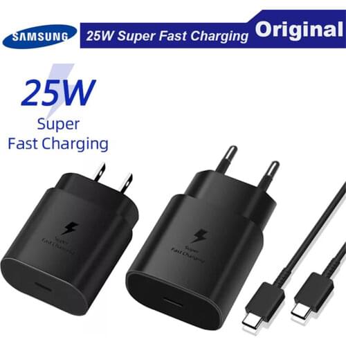 Original Samsung Galaxy Usb Type C Pd 25W EU US Charger Fast Charge Cable For S21 S21+ S20 FE Note 20 Ultra 10 10+ M51 A71 A52