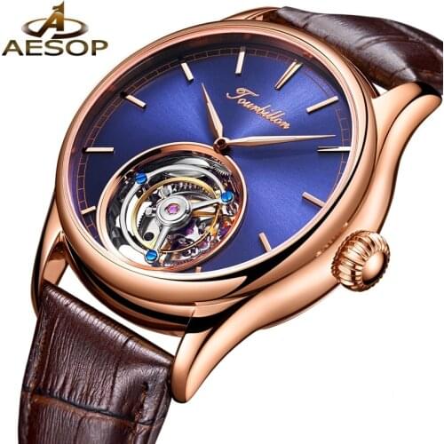 AESOP Original Mens Tourbillon Mechanical Watch Top Brand Automatic Watch Japan Mechanica Movement Hollow Out Sapphire Crystal