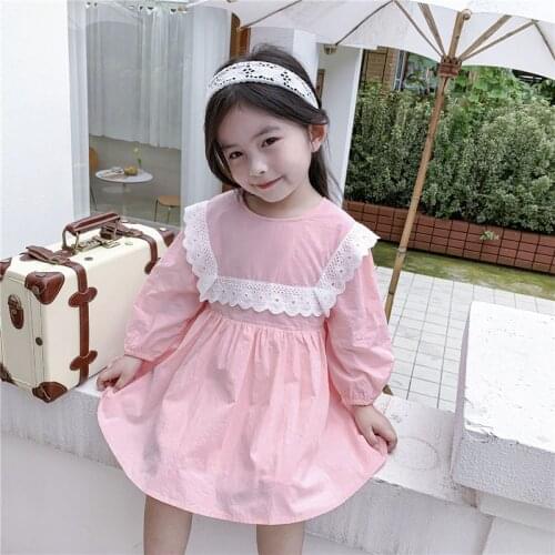 2020 Autumn Girls Dress Fashion Korean Lace Toddler Girl Dresses Long Sleeve Cotton Clothes For Baby Girls 1 2 3 4 5 6 Years