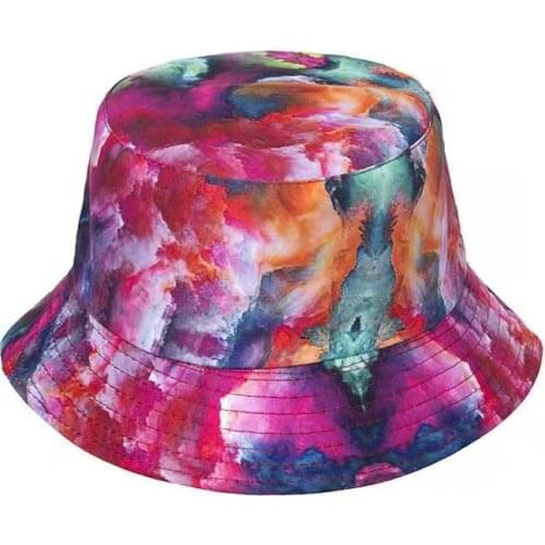 Fashion Double-Sided Tie dye Bucket Hat For Men Women Hip Hop Foldable Fisherman Caps Summer Sunscreen Cotton Panama Couple Hats