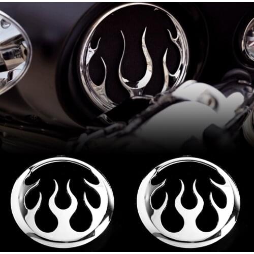 Front Chrome Flame Speaker Accents Fit For Harley 2014-2016 Touring Trike FLH/T FLHX Models