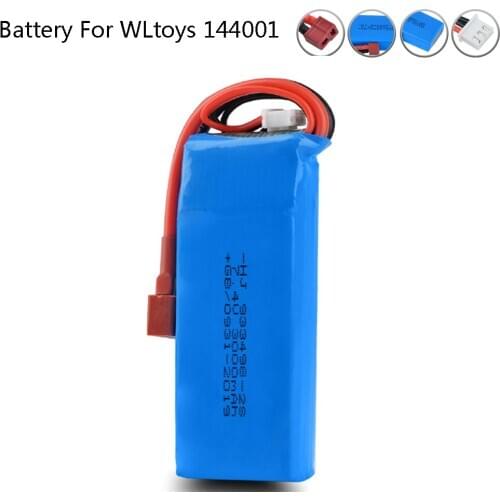 7.4V 3000mAh rechargeable Lipo Battery for Wltoys 144001 RC toy car spare parts 7.4V 2S high capacity RC toy Battery with T Plug