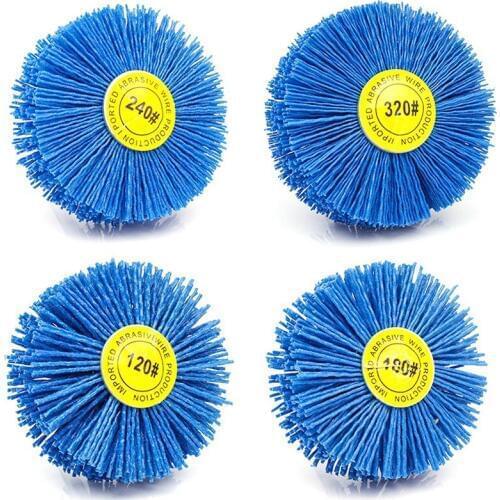 GTBL 4 Pieces 80x30x6Mm Drill Abrasive Wire Grinding Wheel Nylon Bristle Polishing Brush For Wood Furniture Mahogany Finish