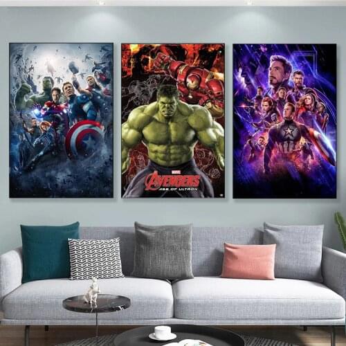Popular Marvel Movies Avengers X-men Art Canvas Painting Posters and Prints Wall Art Pictures For Living Room Home Decor
