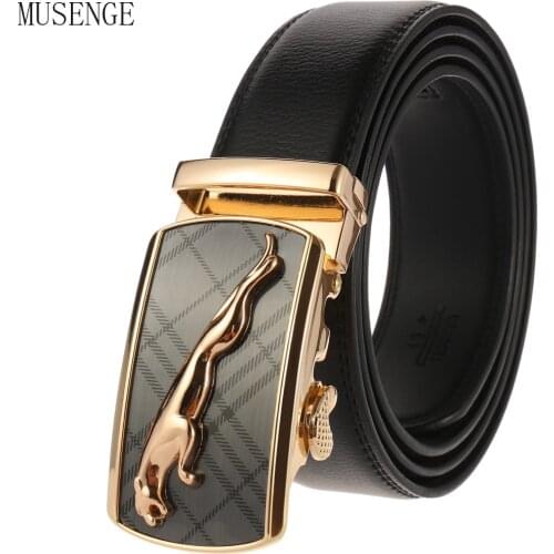 Fashion Mens Belt Jeans Luxury Genuine Leather Trouser Waist Belts Male Luxury Designer Automatic Buckle Leopard Gift for Men