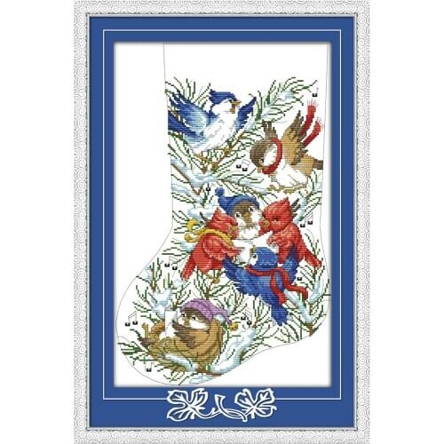 Christmas stocking (4) cross stitch kit DIY hand embroidery set craft handmade needlework
