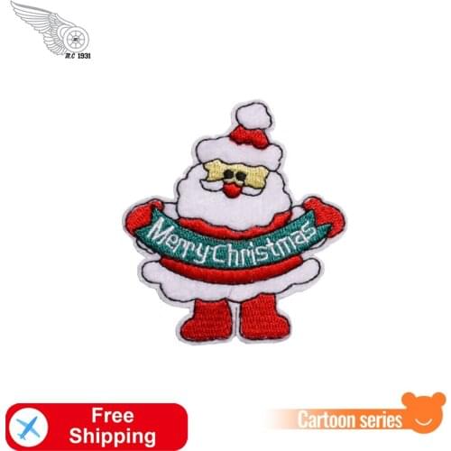 Santa Claus Merry Christmas Embroidered Iron on Patches for Garments DIY Festival Decoration Gift Kids Accessories Free Shipping