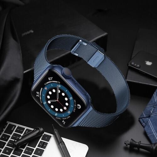 Mesh loop for apple watch 6 se band 40mm 44mm Stainless Steel Metal Narrow Small strap for iwatch bands series 5 4 3 42mm 38mm