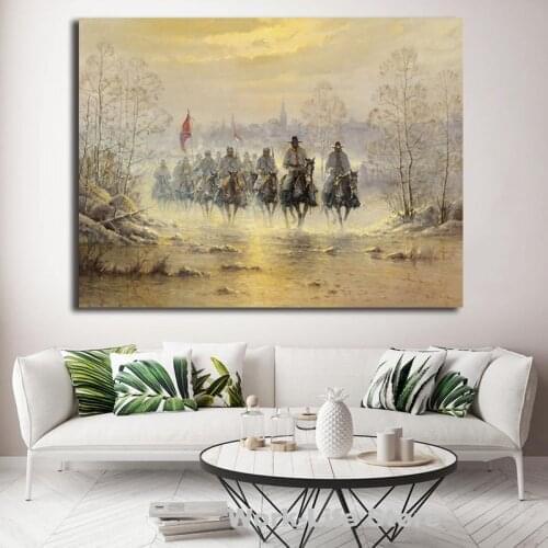 Confederate Army Cavalry Soldier Poster America Civil War Art Paintings On Canvas Modern Decorative Wall Pictures Home Decor