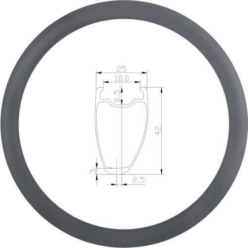 Super light 380g 700c 42mm x 25mm wide asymmetric tubeless U shape road disc brake carbon rim 20 24 28 32 36 holes UD 12K wheel