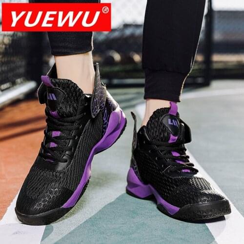 YUEWU Tricolor Trend Couple Shoes Multi Function Basketball Shoes Korean Version Frenulum Sneakers Round Head Net Shoes