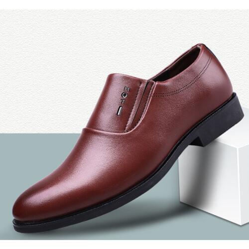 Mazefeng Men Leather Formal Business Shoes Male Office Work Flat Shoes Oxford Breathable Party Wedding Anniversary Shoes 38-48