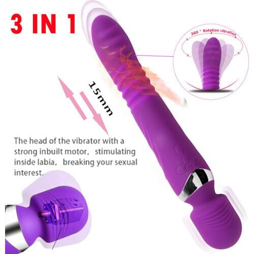 Smart Heating Thrusting Rabbit Vibrator G Spot Dildo Female Adult Anal silicone Sex toys for woman AV wand clitoris stimulator