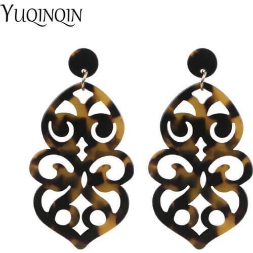 Vintage Long Big Geometric Acrylic Fashion Drop Earrings for Women Leopard Large Resin Earring for Girls Party Jewelry Brincos