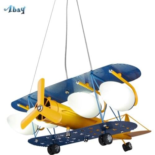 Iron Childrens Room Aircraft Pendant Lights Modern Toys living Room Bedroom Boys Cartoon Plane Lights Hanging Lamps De Fixtures