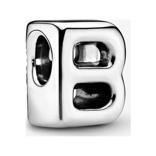 100% 925 Sterling Silver Beads Letter B Alphabet Charm for Women Fits Pandora Charms Bracelet DIY Jewelry Making bijoux