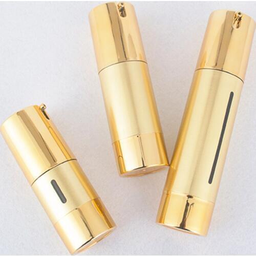 12pcs x 15ml 30ml 50ml Top Quality Empty Gold Airless Pump Cosmetic Bottles Cream Containers 1OZ Refillable Vacuum Pump Vessel