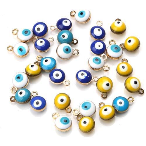 20pcs/lot 6mm Turkey Evil Eye Beads Pendant Mixcolor Bead Charms for Necklace Bracelet Diy Jewelry Components