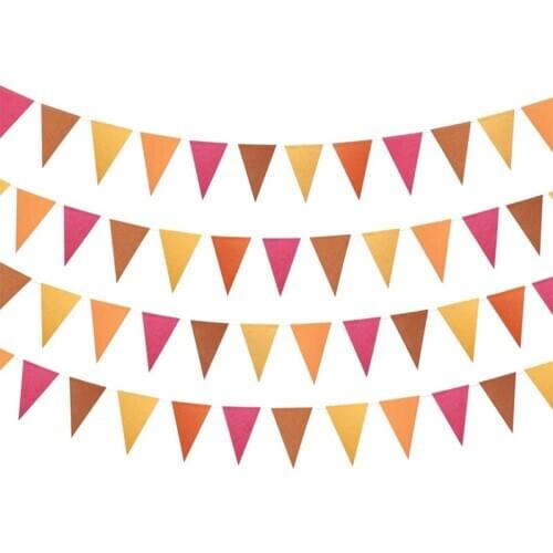 4 meters Red Orange Autumn Birthday Garlands Thanksgiving Decorations Paper Banner Flag String Wall Fireplace Holiday Decoration