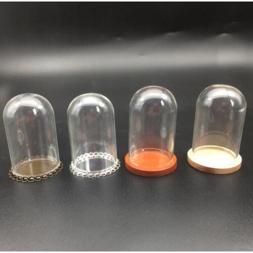 5sets 50x30mm tube glass bubble bottle & wood metal tray for DIY jewelry necklace accessories finding craft display