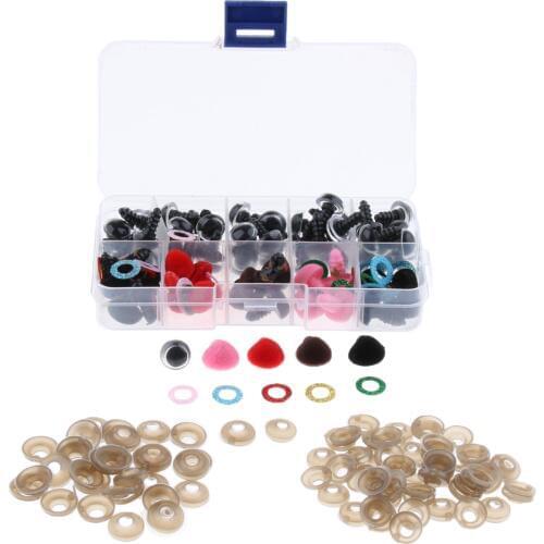 50-Piece 5 Colors 12mm Glittering Safety Eyes + 25-piece Velvet Noses For Teddy Bear Stuffed Toy Scrapbooking Puppet Dolls